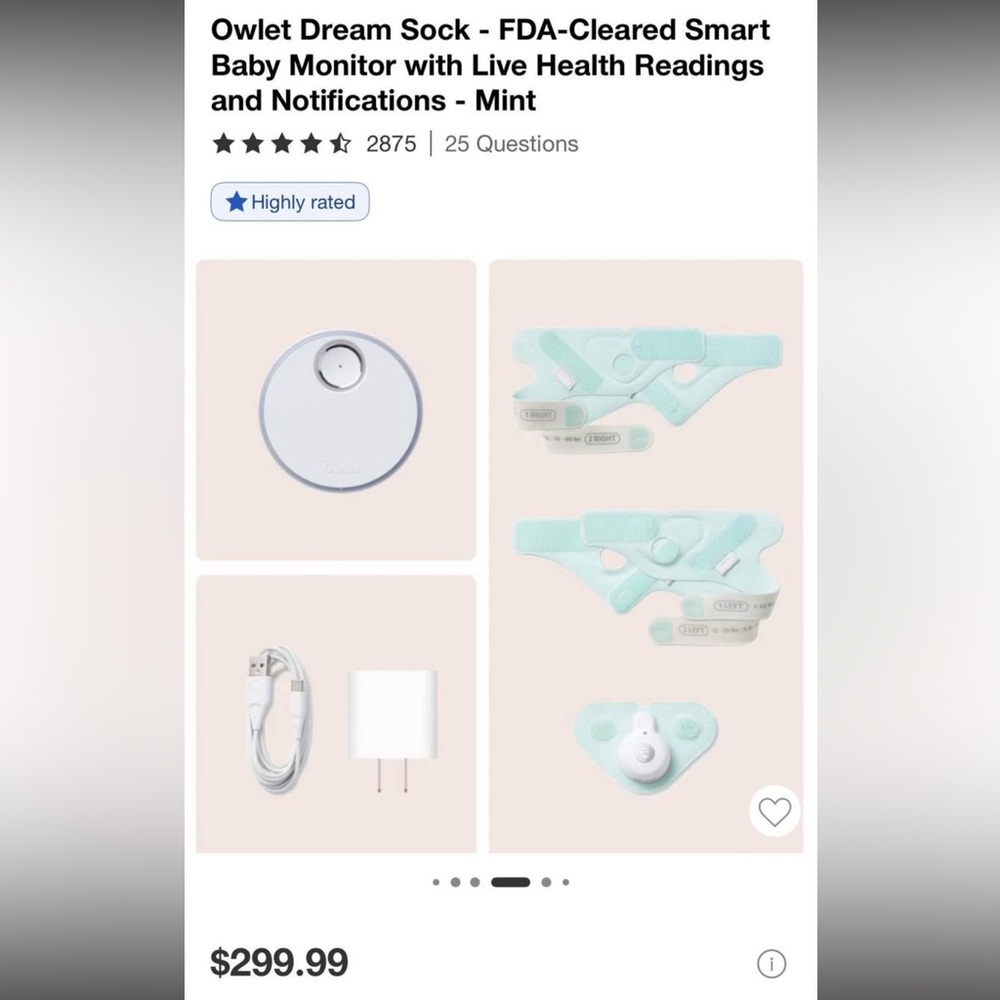 Owlet Dream Sock Smart Baby Monitor - Mint